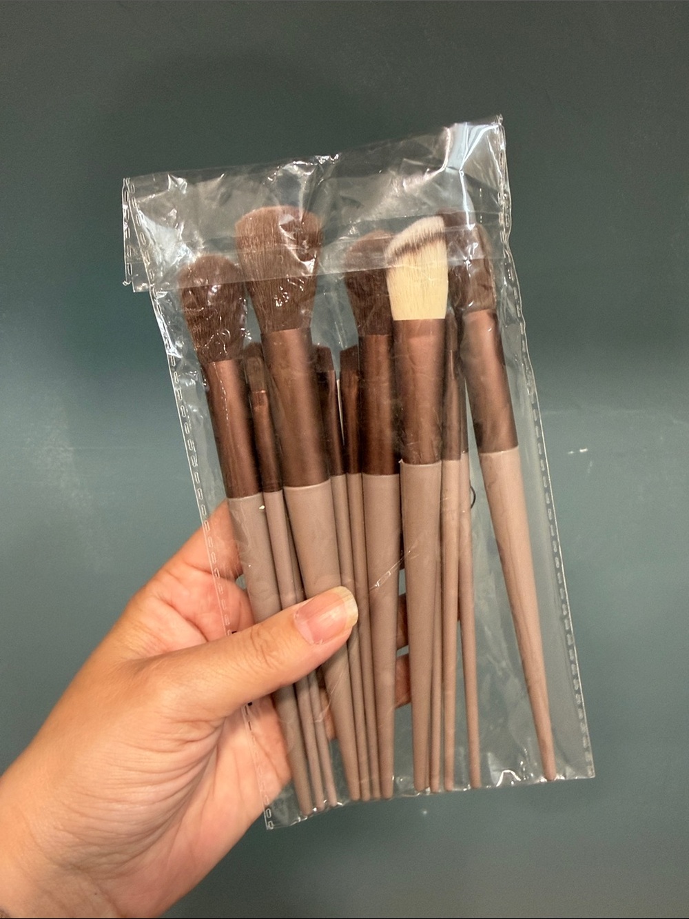 Neutral Taupe Makeup Brush Set - 12 Pieces